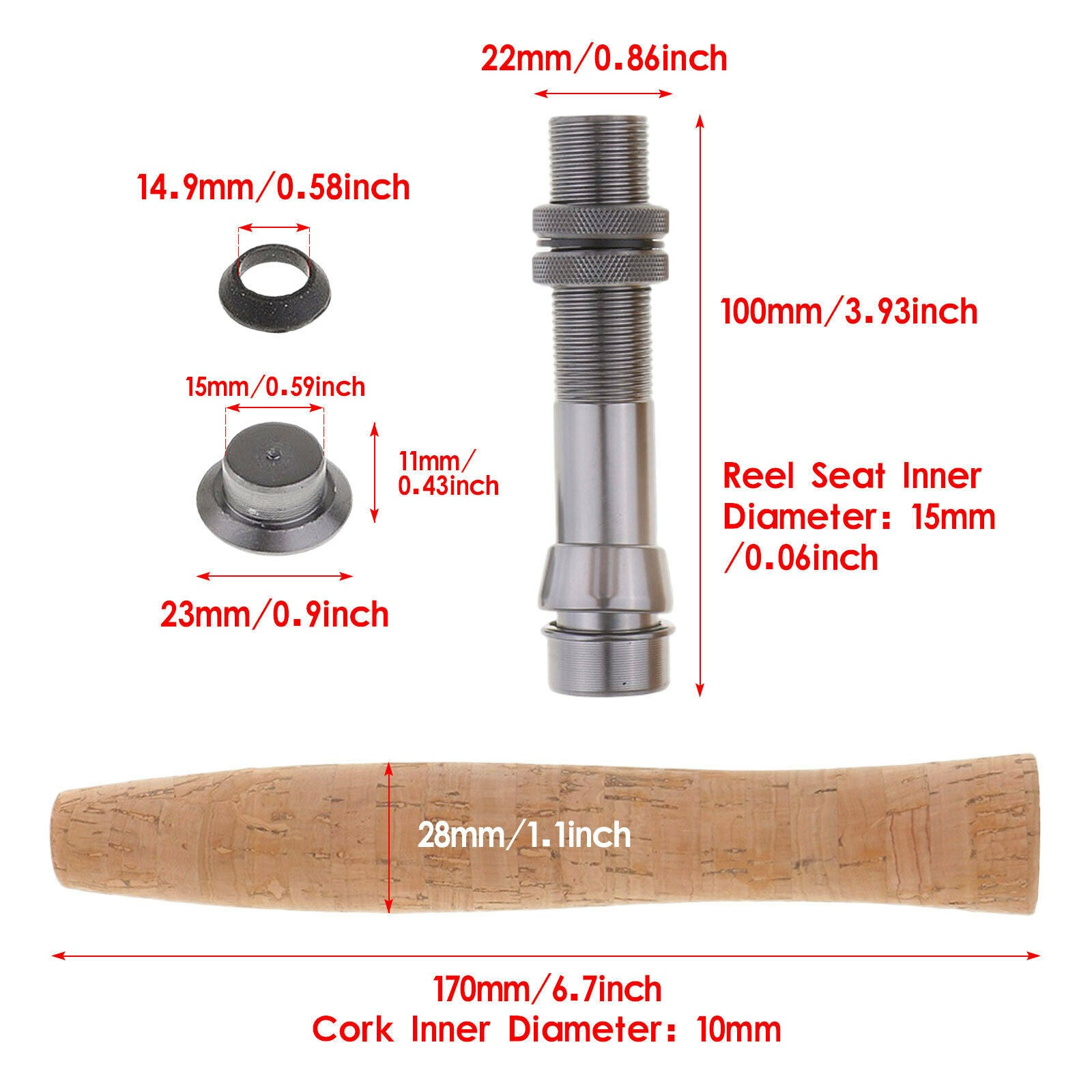Composite Cork Fly Fishing Rod Handle Grip with Reel Seat for Fly Rod Building