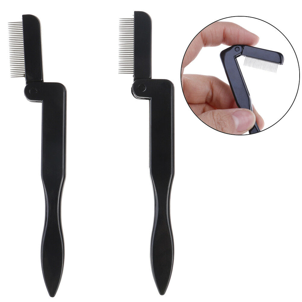 Foldable eyelash comb metal eyebrow brush tool mascara separator lash cur.l8