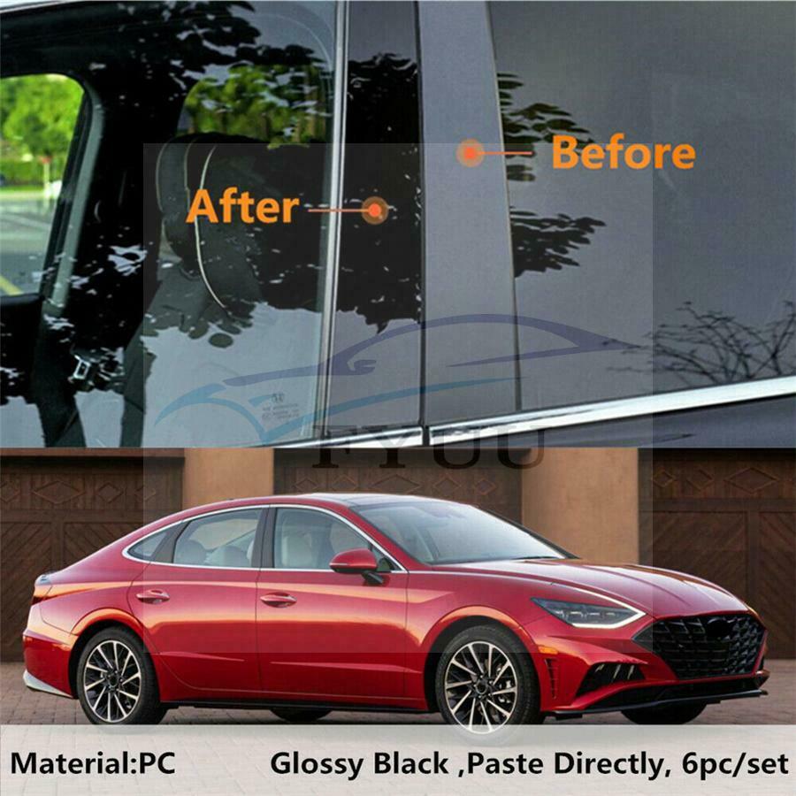 For Hyundai Sonata 2020-21 Gloss Black Door Window Center Pillar Post Cover Trim