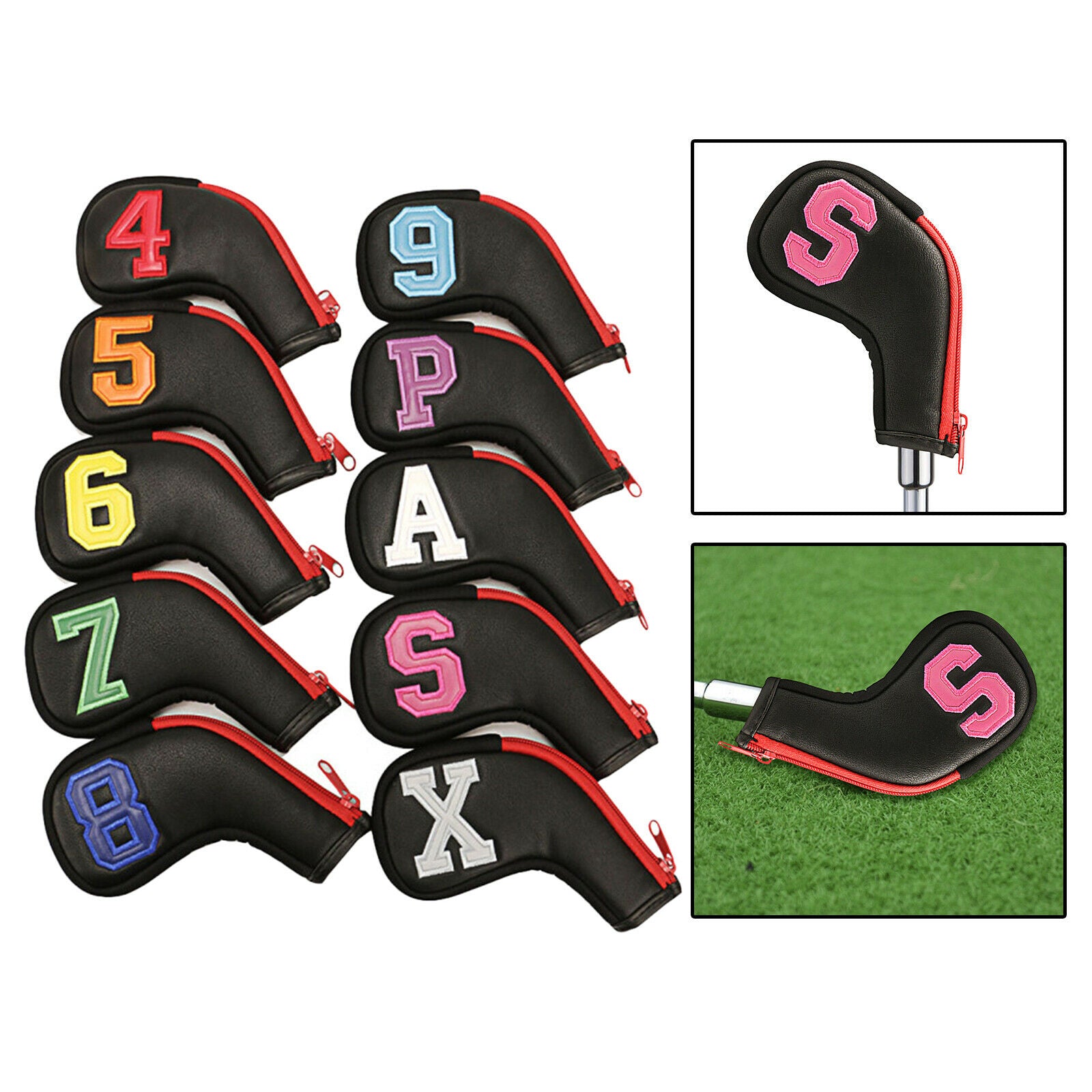 Golf Club Iron Head Covers Thick Synthetic Leather Golf Iron Head Covers