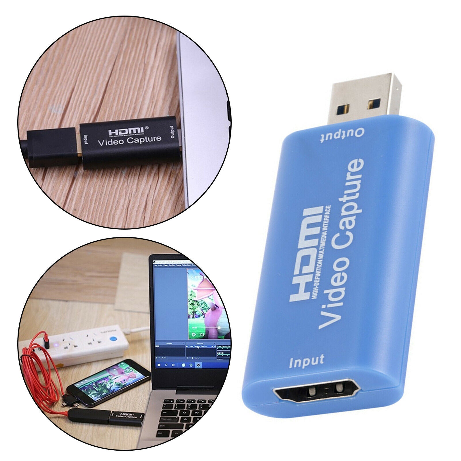 Audio Video Capture Card HDMI to USB 2.0 Record for Gaming Live Teaching