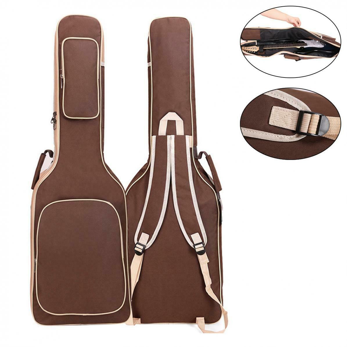 101 x 33 x 6cm Oxford Fabric Electric Guitar Case Coffee Waterproof