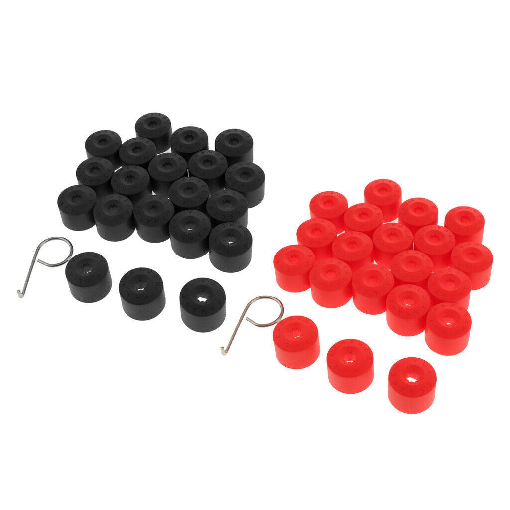 40x 20mm Red + Black Car Wheel Nut Lug Dustproof Cover Cap Protector Removal