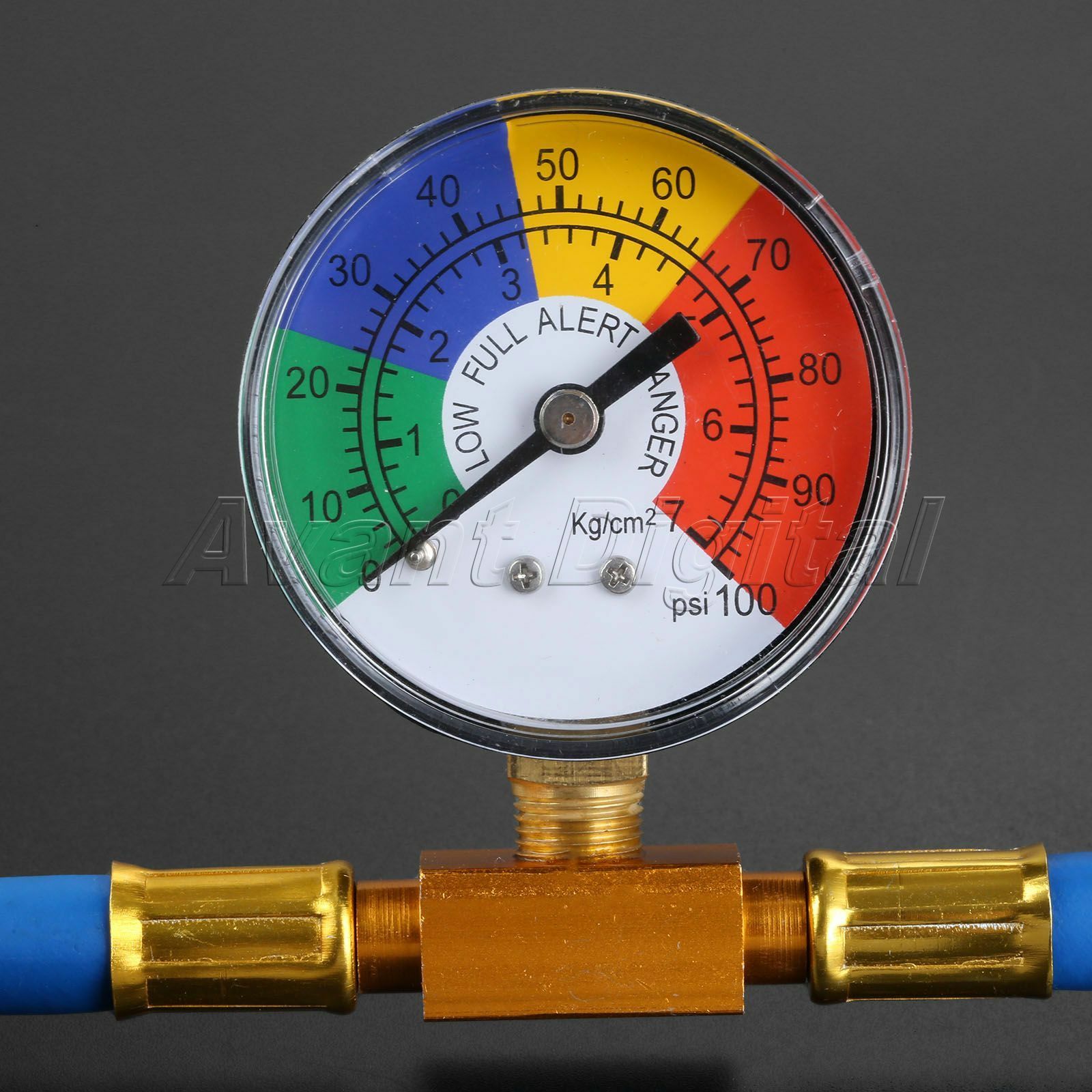 Air  Refrigerant Charging Hose w/ Gauge 90°Push & Lock coupler R134A