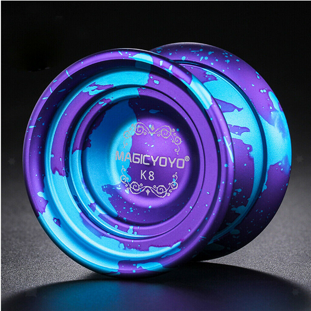 K8 Spin Ball Alloy Professional 8 Balls Bearing YoYo Blue+