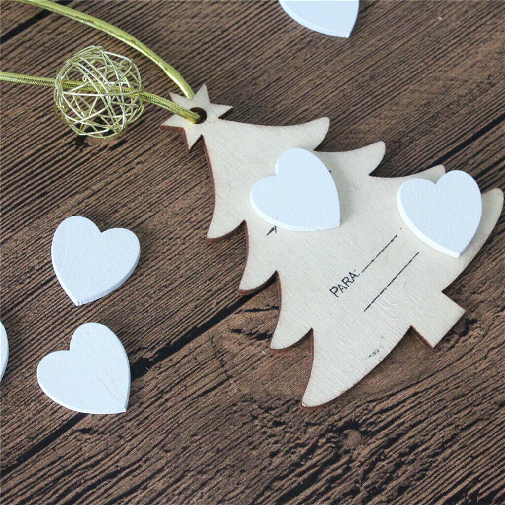 100 Pieces White Wooden Slice, Unpainted, Blank Love Heart Embellishments,