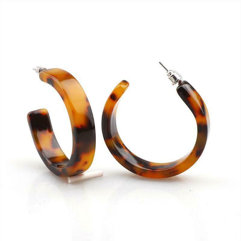 Acrylic Marbled Earring Leopard Round Hoop Earrings Women Tortoise Shell Jewelry