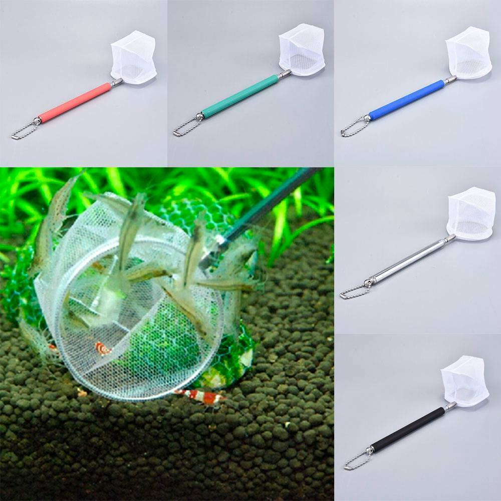 Stainless-Steel Aquarium Fishing Net Fish Tank Fish Shrimp Net Scoop Retractable