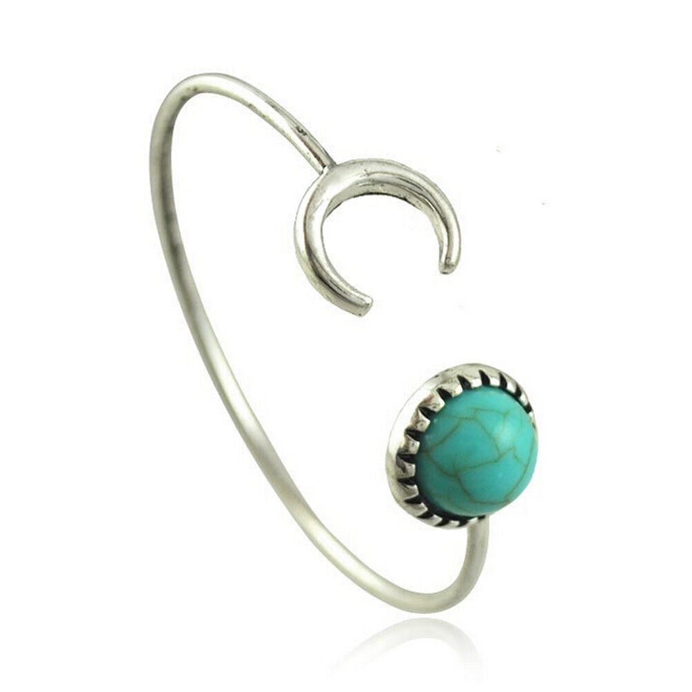Fashion Moon Open Charm Bracelet Natural Turquoise Stone Bracelets Bangl.l8