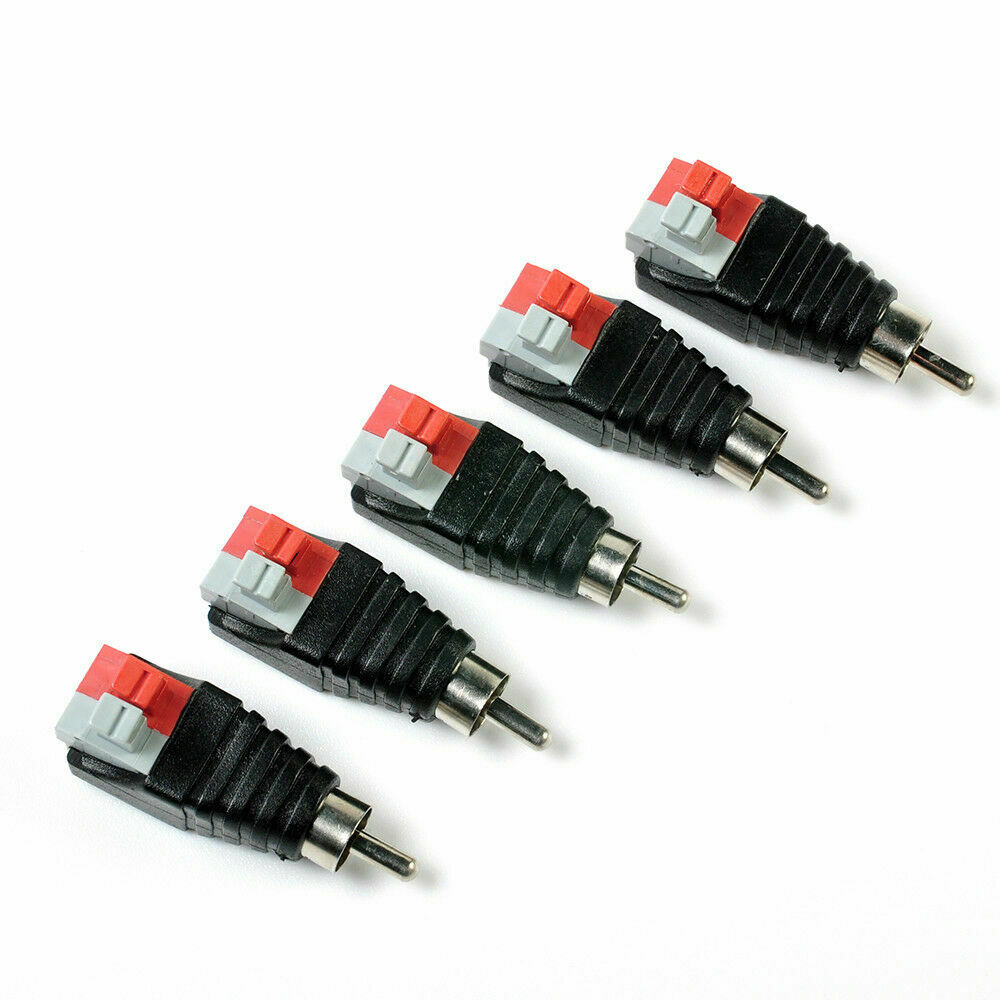 Electronic Speaker Wire A/V Cable to Audio Male RCA Connector Adapter Press Plug