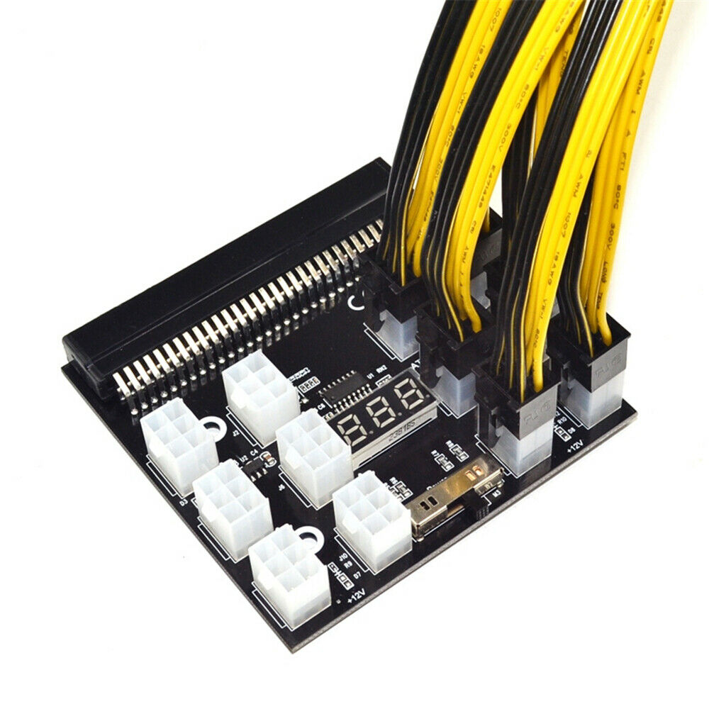 PCI-E 12x6Pin Power Supply Breakout Board Adapter Converter 12V for Ethereum BTC