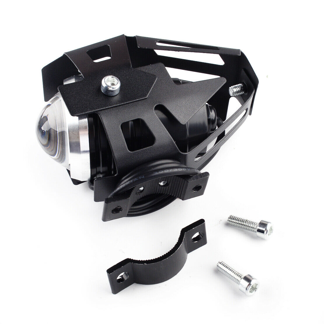 Pair Motorcycle Angel Eyes Front Spot Lights LED Headlight Fog Lamp & Switch