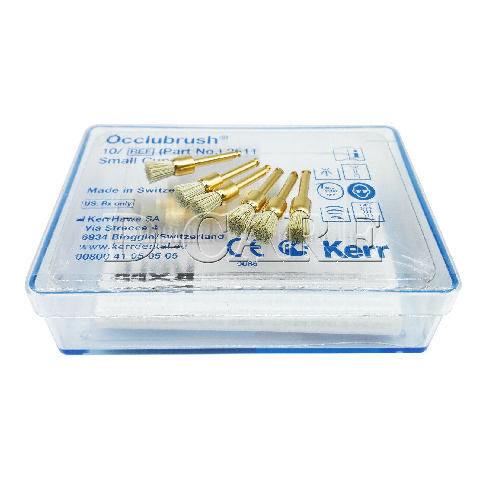 Dental Kerr Finishing Polishing Occlubrush Assorted Kit Small Cups Brushes 10Pcs