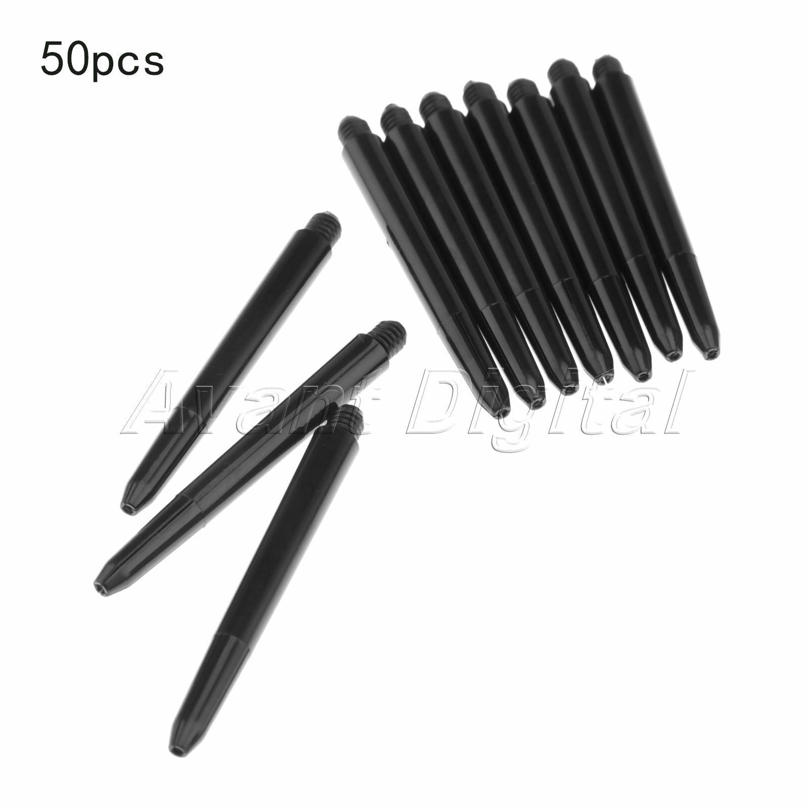 50 Pcs Black Nylon Dart Shafts Darts Stems Replacement 48mm 2BA Screw Thread