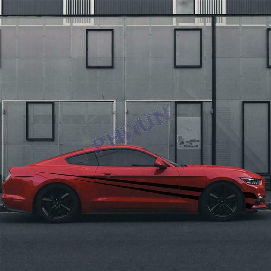 2 Pcs Car Body Stickers Matt Black Streamline Style 94.5'' x 8.7'' Universal