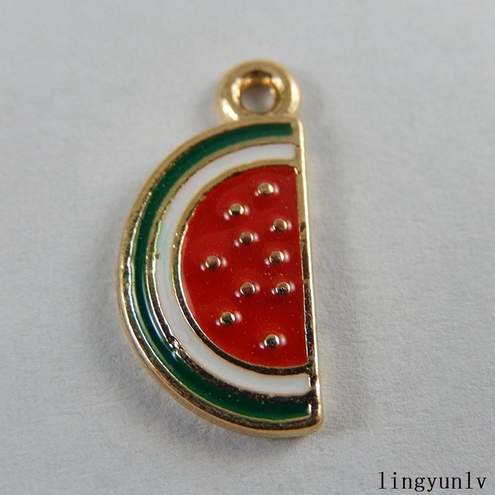 20 pcs Enamel Plated Watermelon Piece Charms Necklace Pendant Alloy Crafts 50999