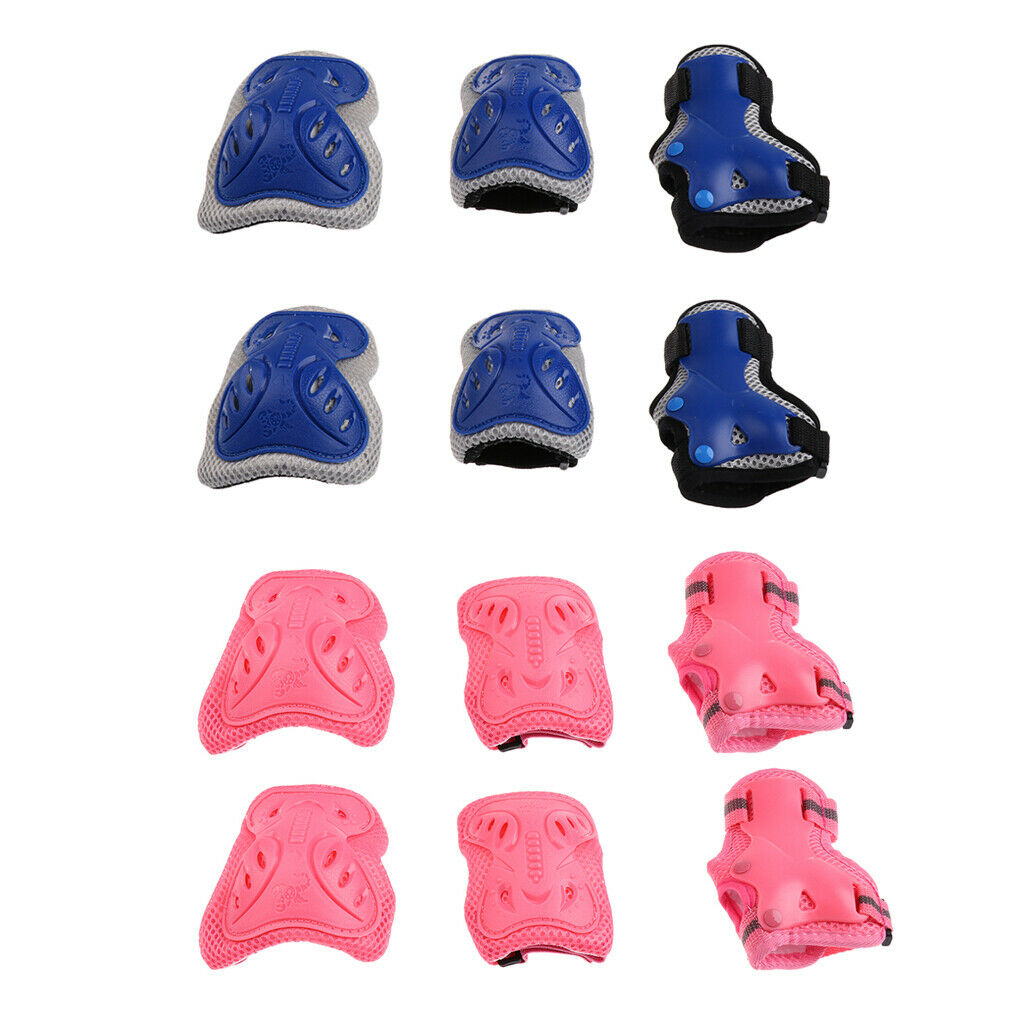 Outdoor Children Knee Elbow Wrist Pads Protection Gear Blue S for Age 3-8