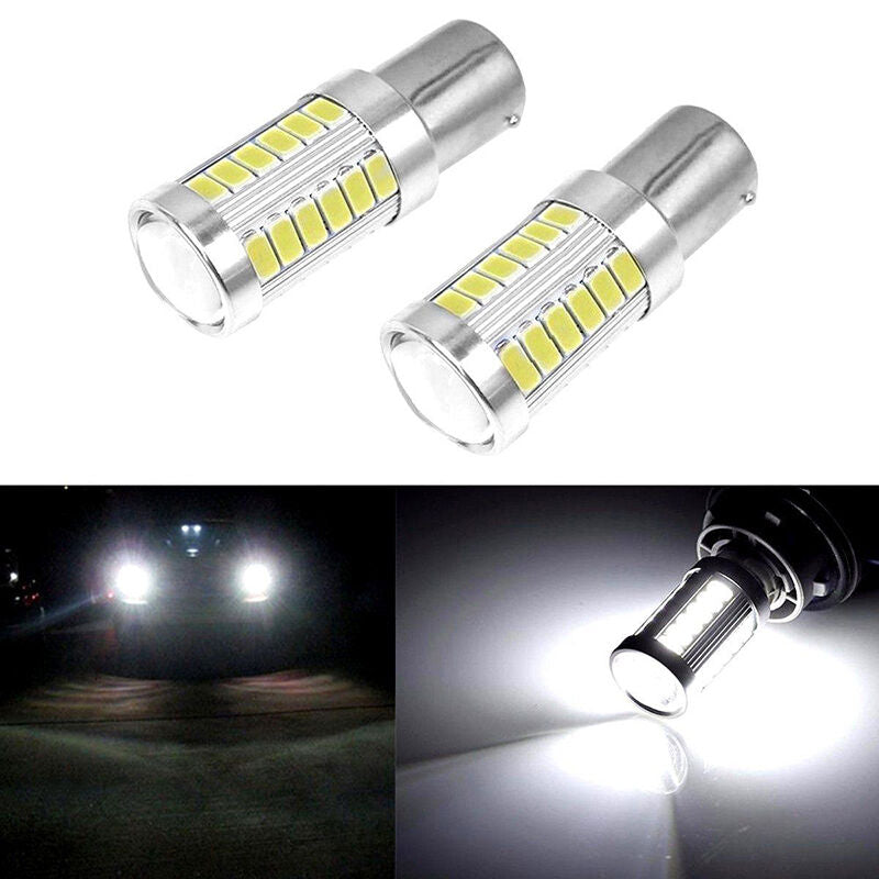 2x New White Bulb LED Car BA15S P21W 1156 Backup Reverse Light 33-SMD 5630 12V