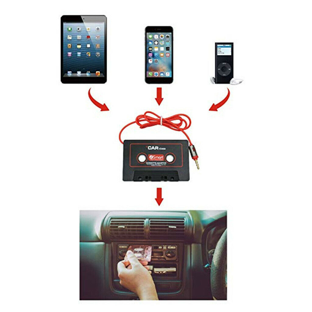 Car Cassette Adaptor 3.5mm AUX  Tape Converter for  MP4, Black