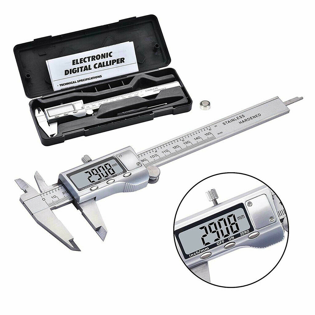 150mm/6''LCD Digital Vernier Caliper Stainless Steel MeasurementGauge Ruler Tool