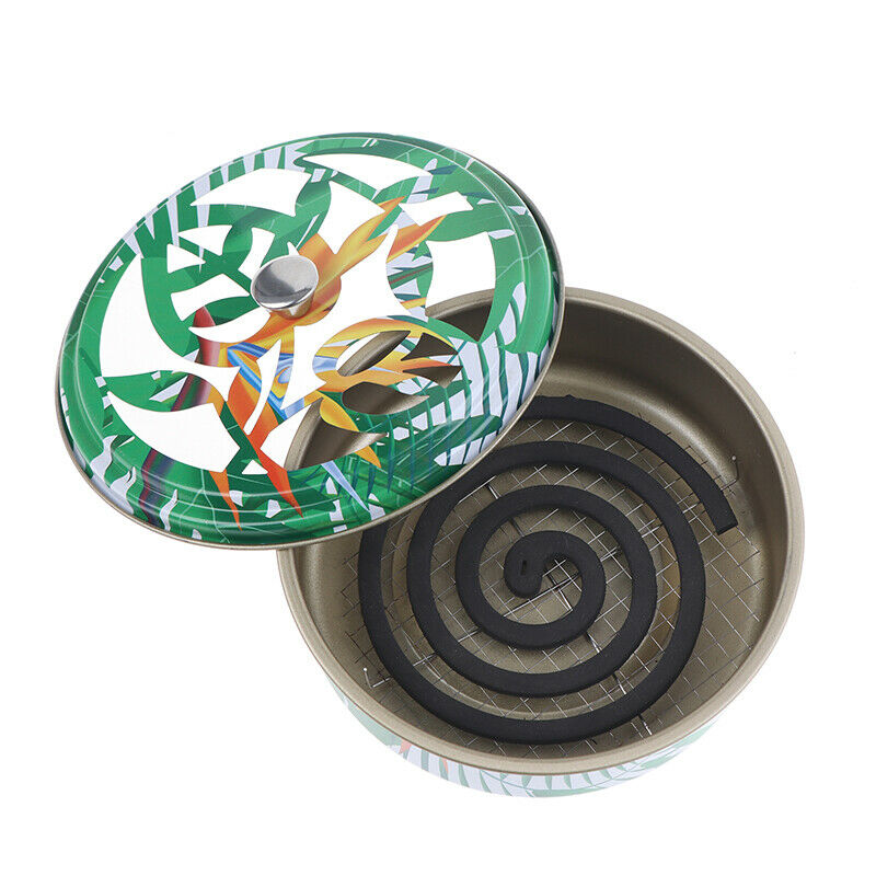 Stainless Steel Fireproof Mosquit Incense Coil Tray Net Rack Box with Han.l8