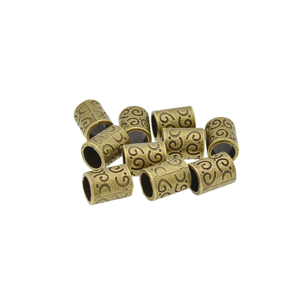 10 Pcs Bronze Hair Braid Rings Cylinder Dreadlock Hair Beads Jewelry Accessories