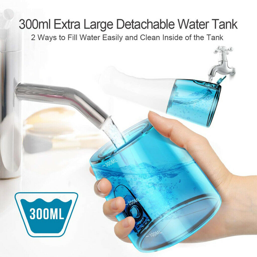 Oral Teeth Gum Irrigator Dental Water Flosser Cleaner Cordless 300ML 2 Tips