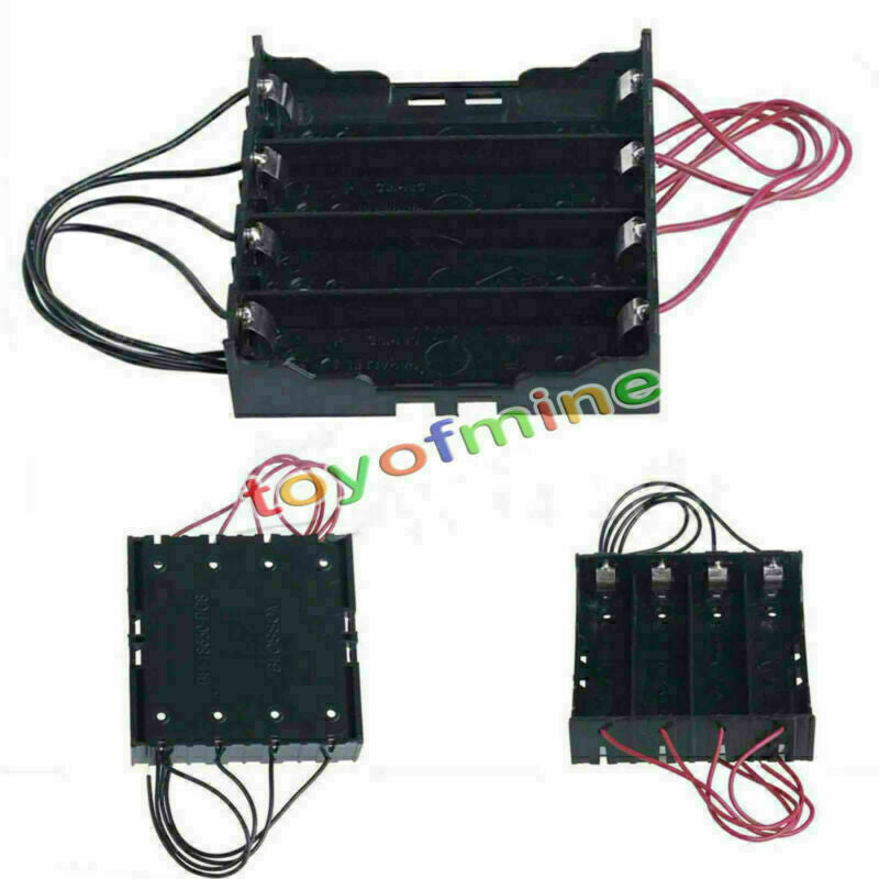 Plastic Battery Storage Case Box Holder For 4 x   3.7V With Wire Leads