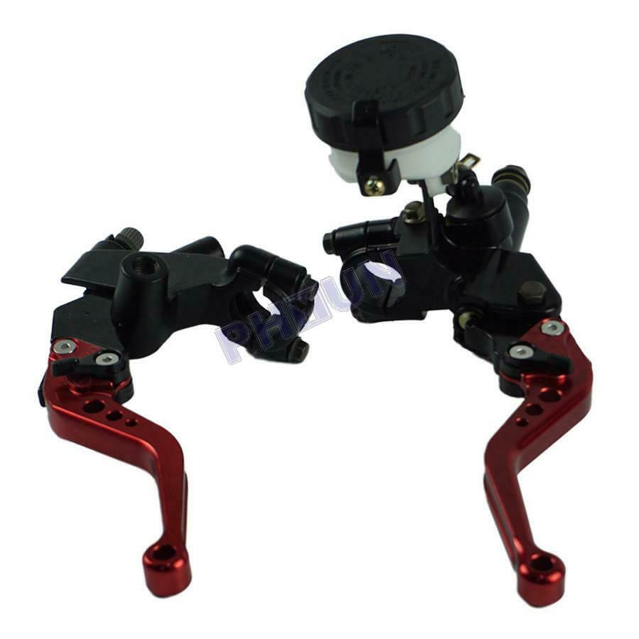 Pair 7/8'' Motorcycle Brake Clutch Master Cylinder Reservoir Levers Adjustable