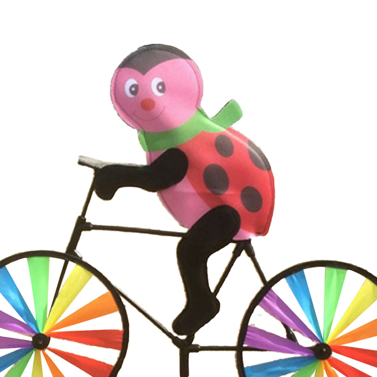 Outdoor Garden Stake Ladybird Riding Bike Windmill Wind Spinner Ornament