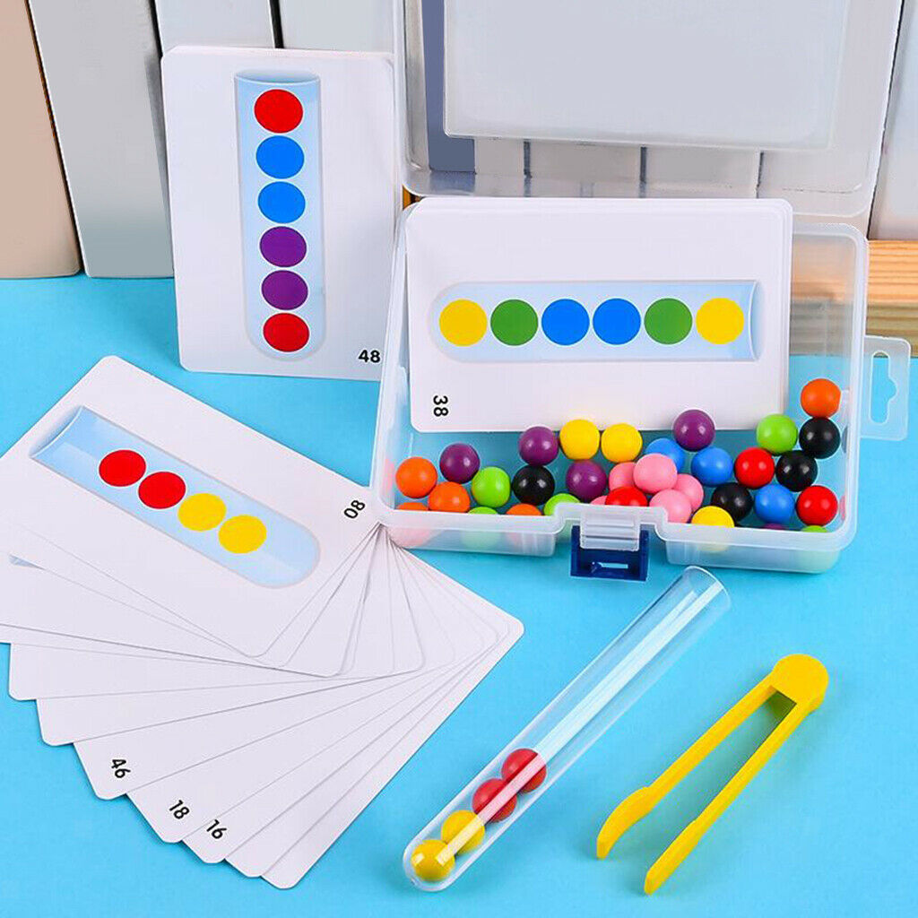 Wood Counting Bead Color Matching Developmental Fun Toys for 2 3 4 Years Old