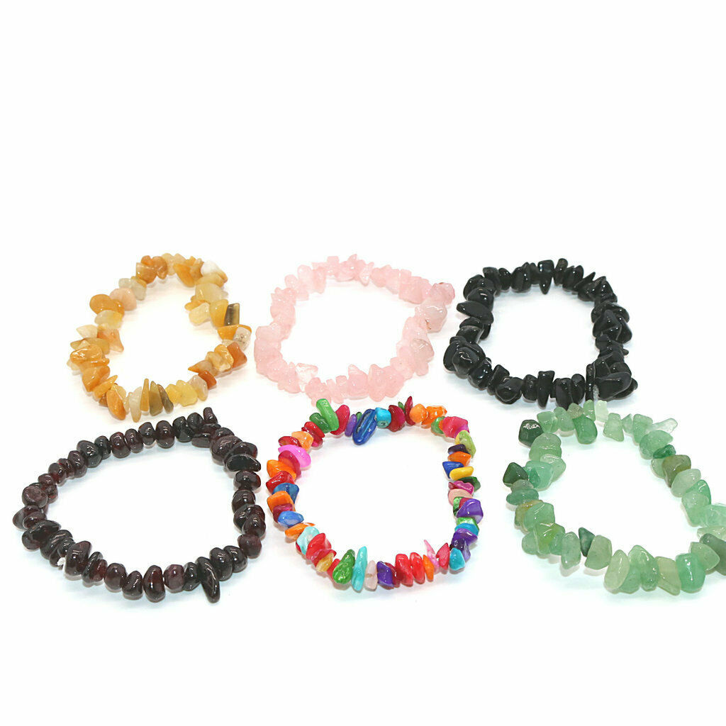 Natural Crystal Stone Gravel Bracelet Beaded Lovers Bracelet Pink