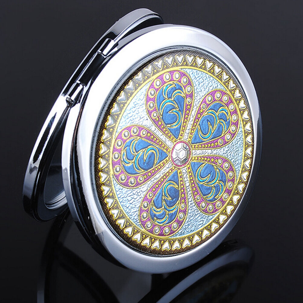 Crystal Folding Round Pocket Compact Makeup Cosmetic Mirror Portable Usefu.l8