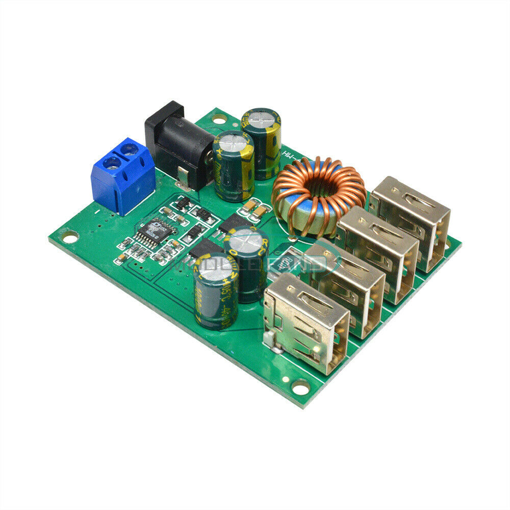 7-60V To 5V 5A DC-DC 4 USB Output Buck Converter Step Down Car Power Supply