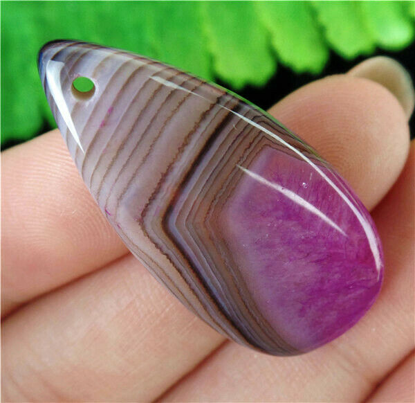 36x17x5mm Brown&Purple Stripes Druzy Geode Agate Teardrop Pendant Bead HL83477