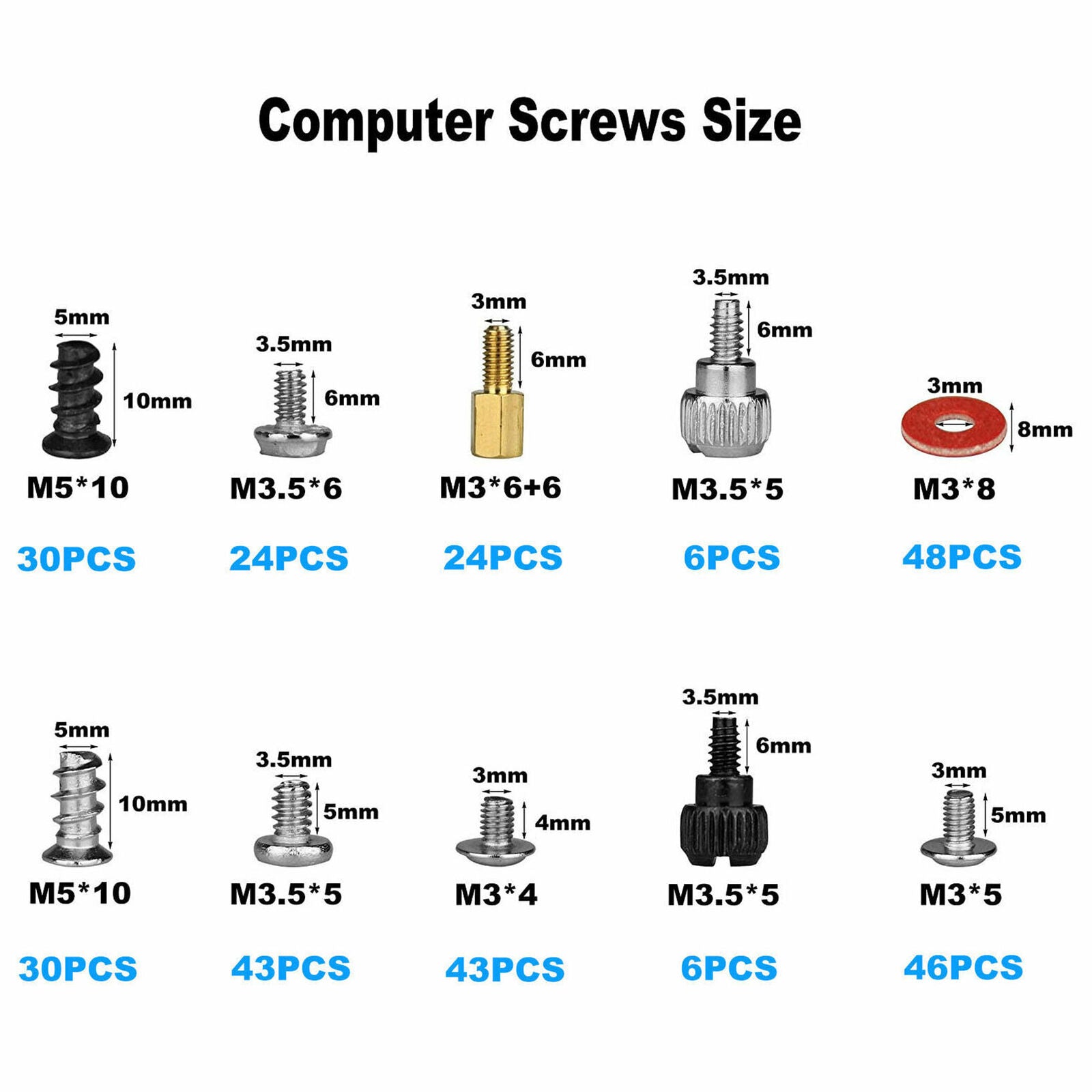 300PCS Personal Computer Screw Standoffs Set Kit For Hard Drive Case Motherboard