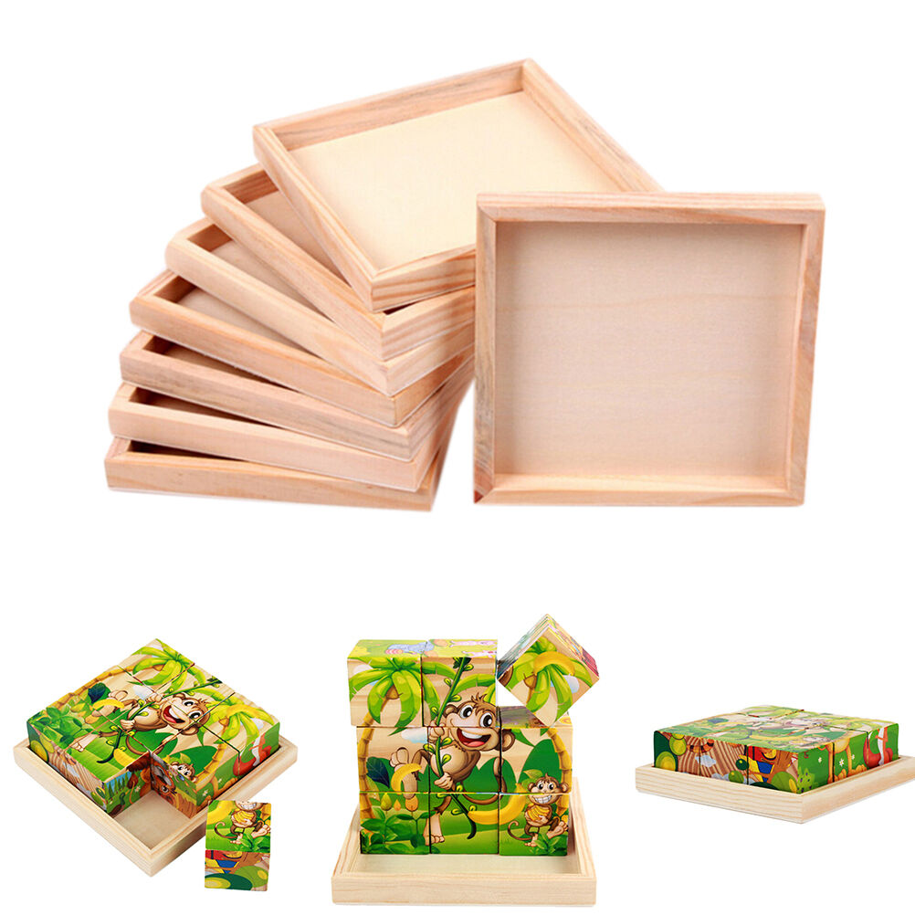 1x Wood Plate for Six-Sided Painting Building Block Wood Pallet 12cm X 12.l8