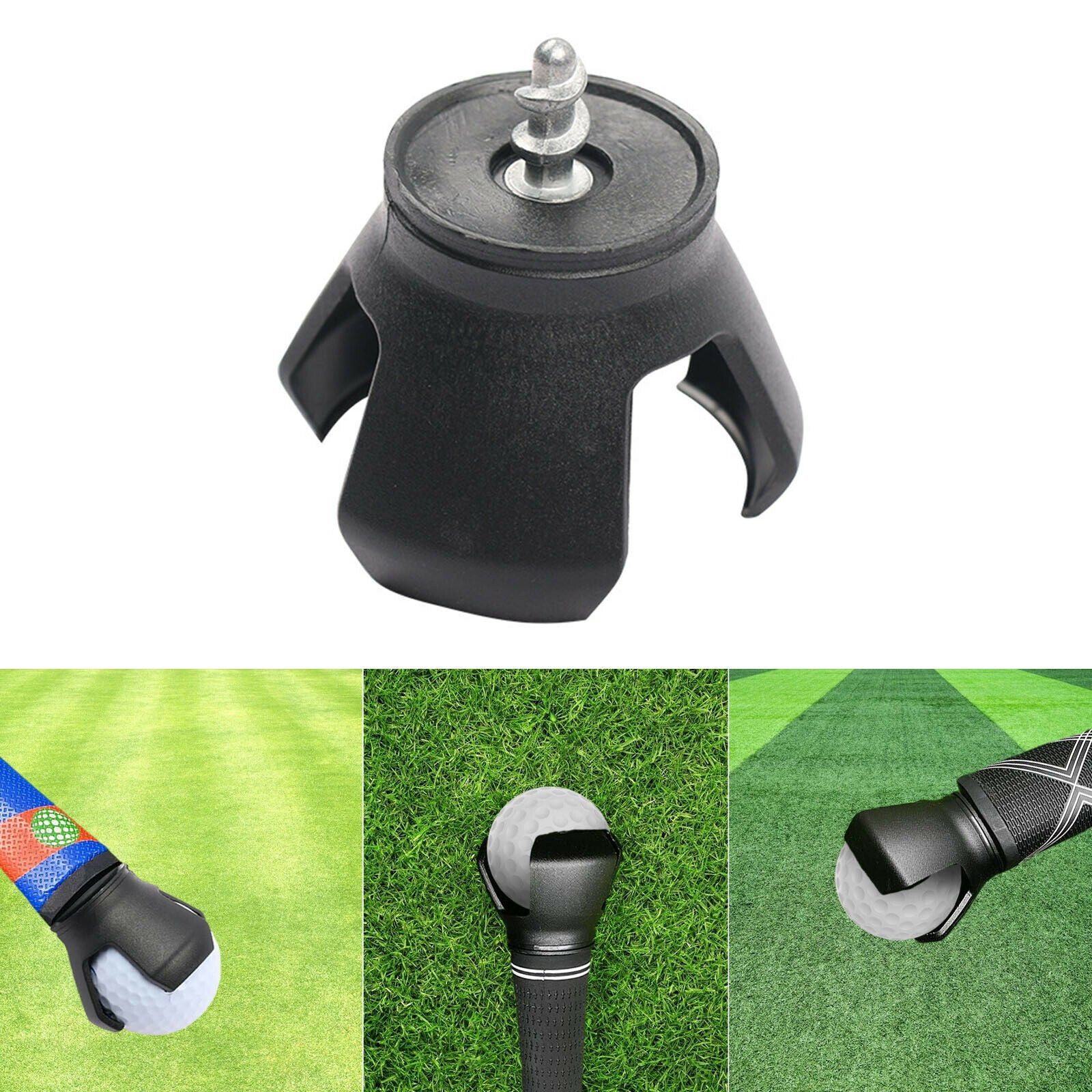 Screw-in 3 Prong Golf Ball Pickup Tool for Putter Grip