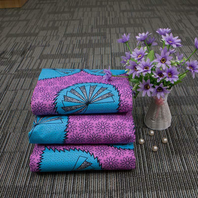 National Style Lotus Leaves Wax Printing Fabric for DIY Clothing Sewing Material