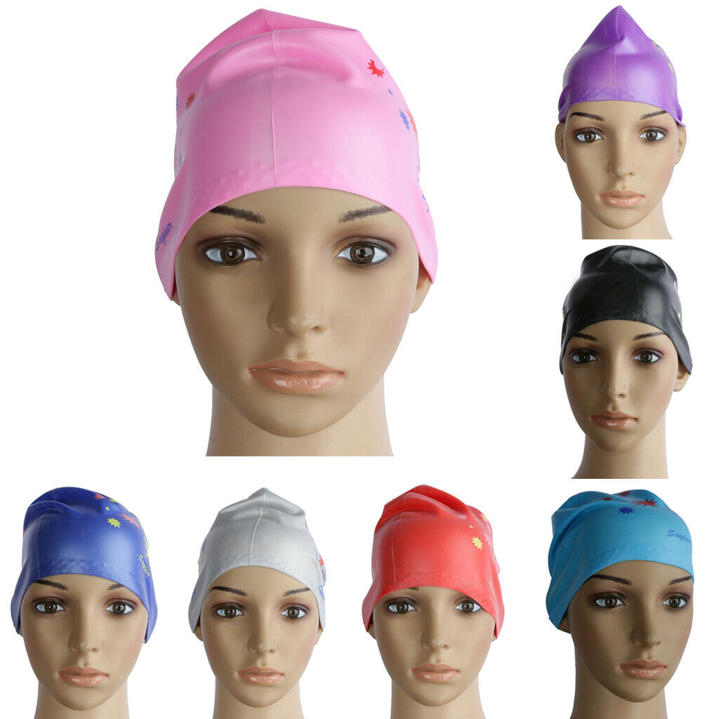 Waterproof Silicone Large Swim   for Long Thick Hair Bathing   Red