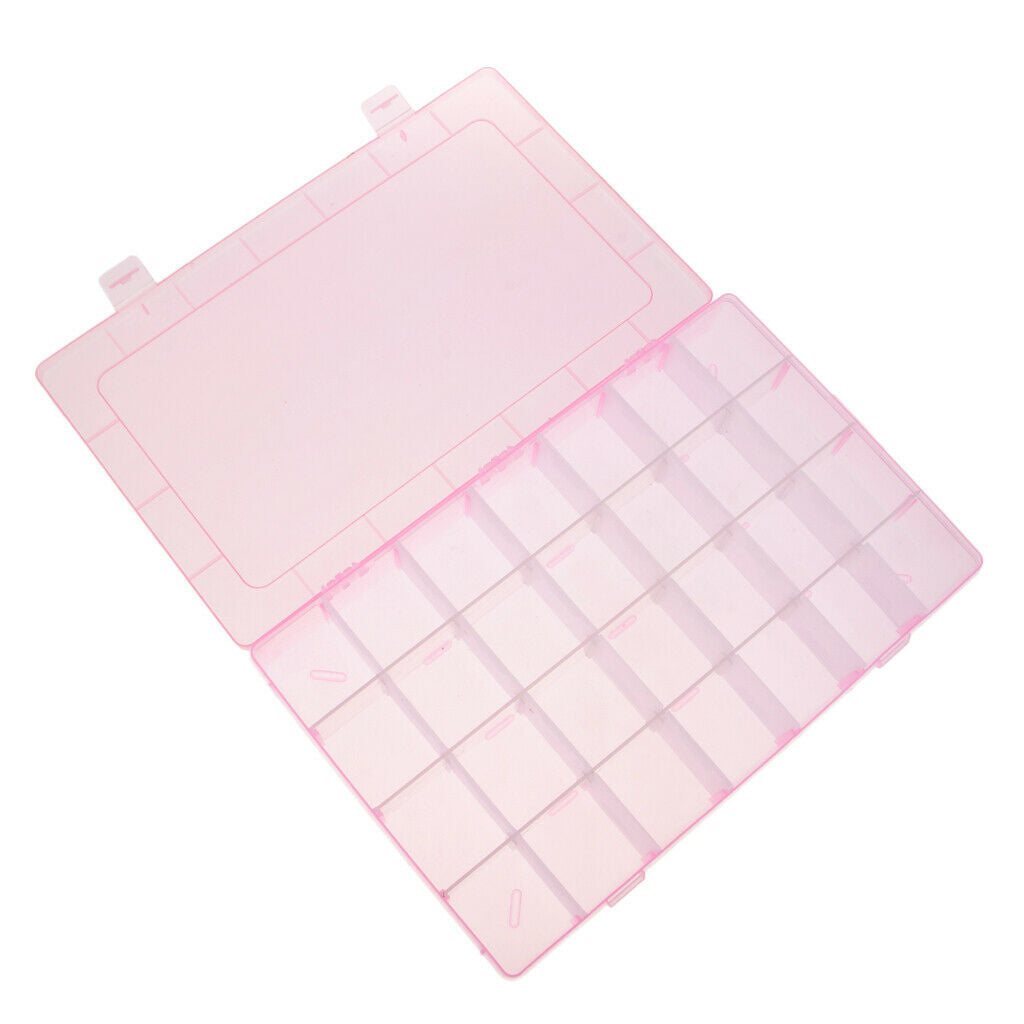 28 Grids Storage Box Case Home Organizer Earring Jewelry Container Pink