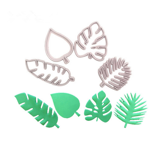 4Pcs/set Tropical Leaves Fondant Cake Biscuit cutting Plastic Mould Tools