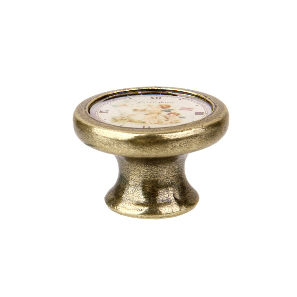 Round Cabinet Door Drawer Dresser Wardrobe Handle Pull Knob Angel Clock