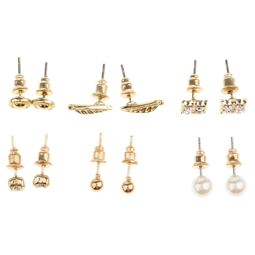 6 Pairs  Fashion Women Jewelry Multi Style Alloy Ear Earring Studs Ornaments