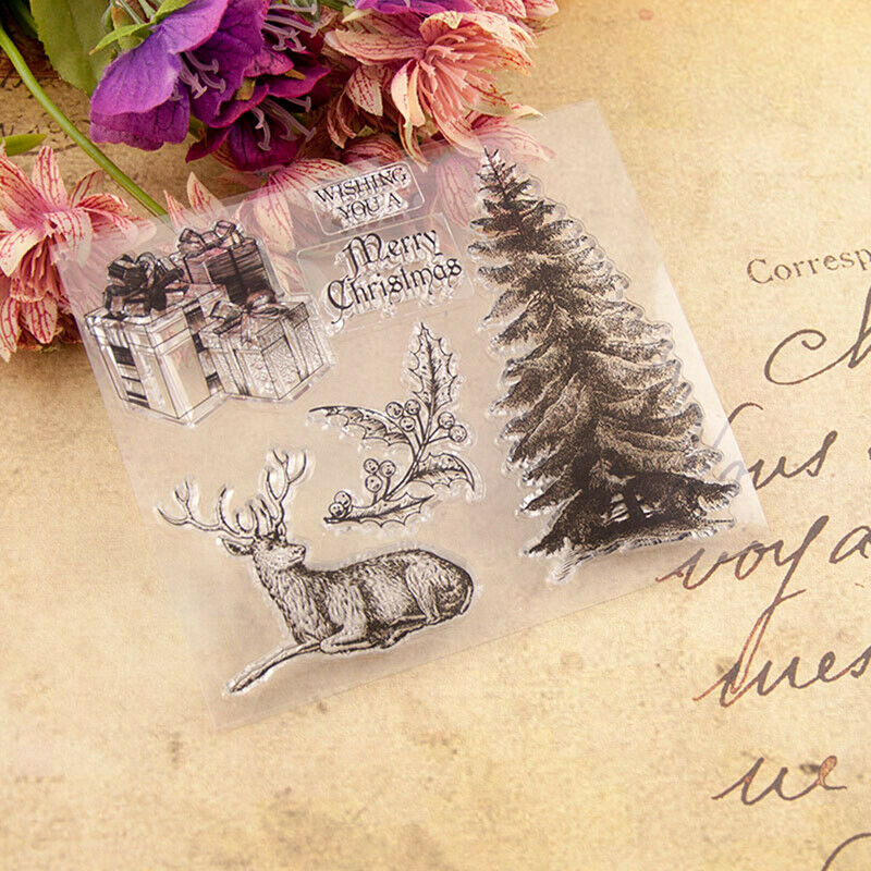 Merry Christmas Tree Reindeer Stamp clear Silicone craft for DIY Scrapboo.l8