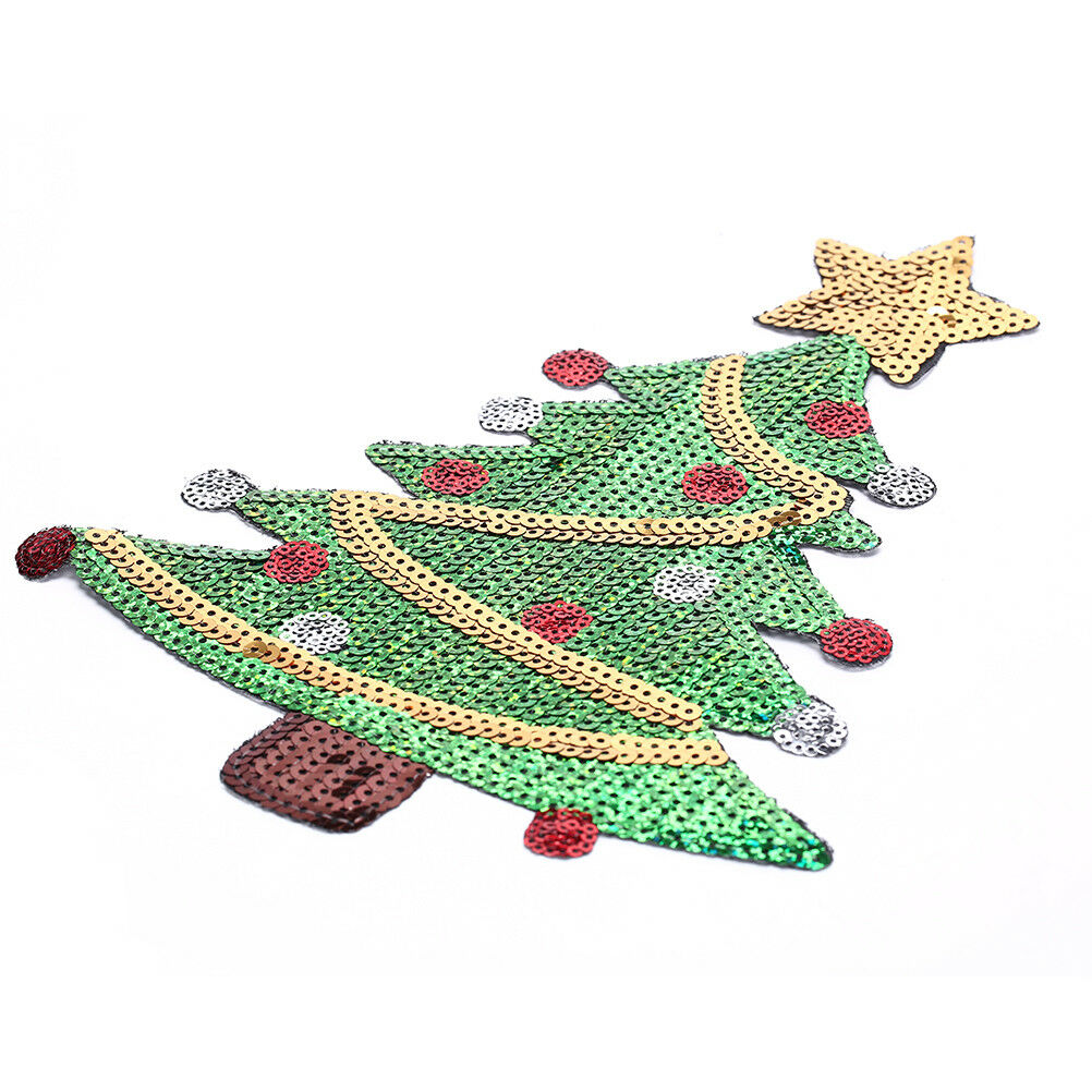 Merry Christmas sequins Xmas tree cartoon happy diy applique iron on patch.l8