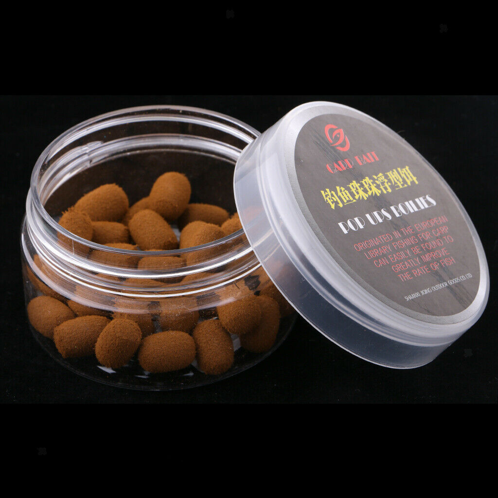 30pcs/Box   Up Boilies Floating Ball Beads Capsule Shape Baits Brown