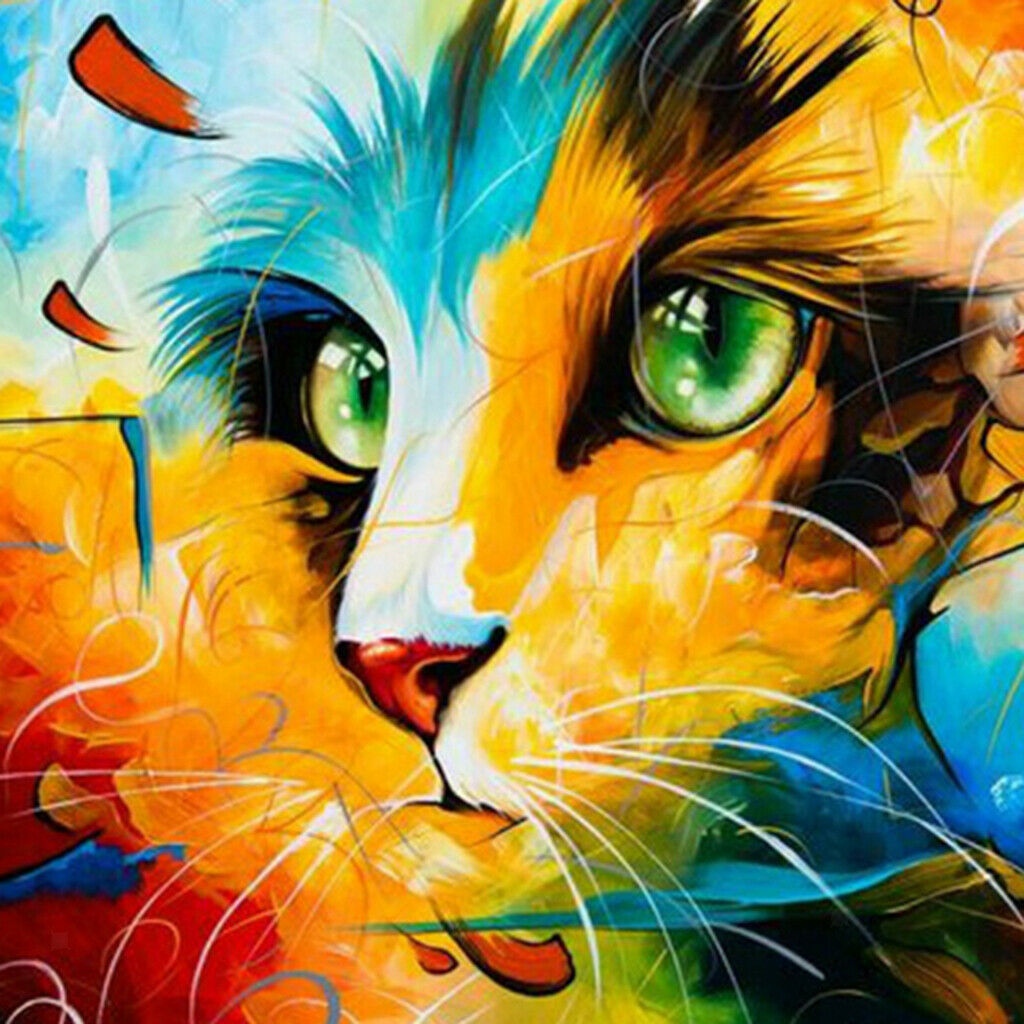 Paint by Numbers the Numbers Art Hanging Decors Adults Kids - Colorful Cat