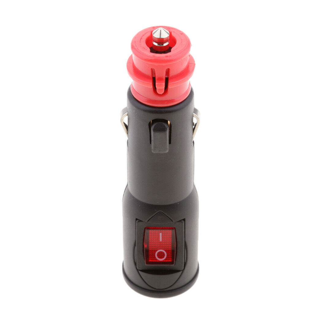 Heavy duty 12V plug cigarette lighter adapter power supply with switch.