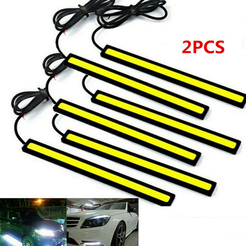 2x Bright White Car COB Waterproof LED Lights 12V DRL Fog Driving Lamp Strip